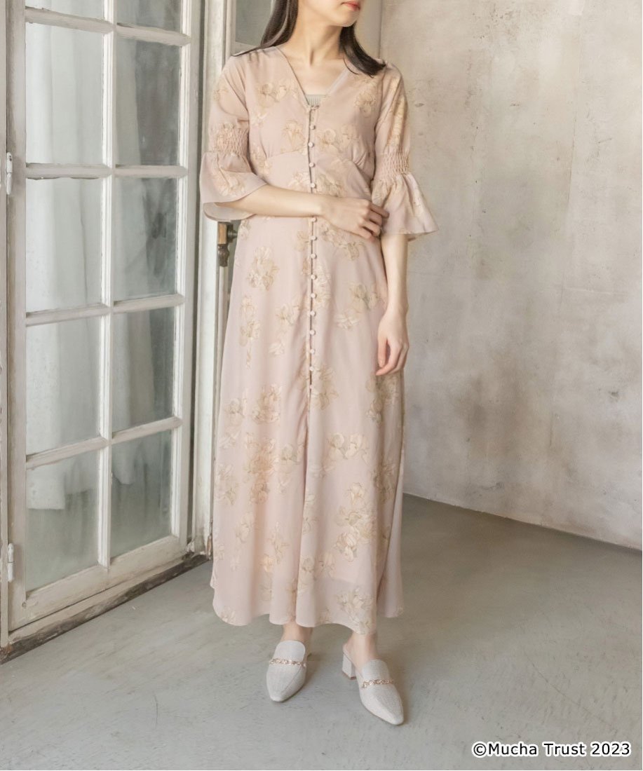 【ランダ/RANDA】の【Mucha×RANDA】フラワープリントワンピース インテリア・キッズ・メンズ・レディースファッション・服の通販 founy(ファニー) 　ファッション　Fashion　レディースファッション　WOMEN　ワンピース　Dress　サンダル　Sandals　シフォン　Chiffon　スニーカー　Sneakers　ダウン　Down　フラワー　Flower　プリント　Print　エレガント 上品　Elegant　PINK|ID: prp329100004516550 ipo3291000000031918098