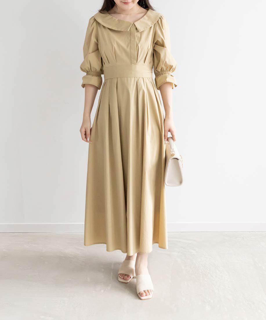 【ランダ/RANDA】のウエストタックシャツワンピース インテリア・キッズ・メンズ・レディースファッション・服の通販 founy(ファニー) 　ファッション　Fashion　レディースファッション　Fashion for Women　ワンピース　Dresses　シャツワンピース / 1枚で着映えコーデ　Shirt Dresses　アシンメトリー　Asymmetrical Style　シューズ　Shoes, Footwear　スリーブ　Sleeve, Long Sleeve / Short Sleeve　デコルテ　Décolleté, Neckline　フレア　Flare, Flared　リボン　Ribbon, Bow　BEIGE|ID: prp329100004516569 ipo3291000000033585707