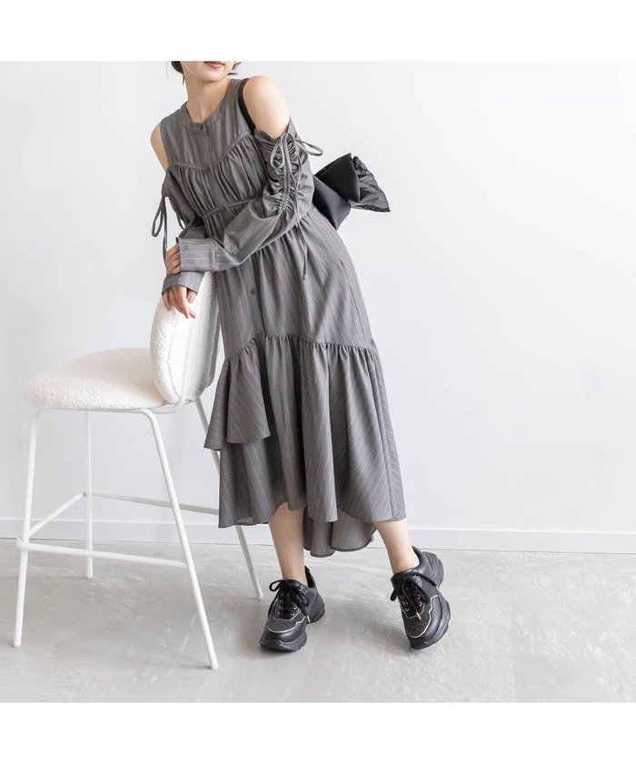【ランダ/RANDA】の2WAYショルダーフィッシュテールシャツワンピース インテリア・キッズ・メンズ・レディースファッション・服の通販 founy(ファニー) https://founy.com/ ファッション Fashion レディースファッション Fashion for Women ワンピース Dresses シャツワンピース / 1枚で着映えコーデ Shirt Dresses おすすめ Recommended / Our Picks シューズ Shoes, Footwear ショルダー Shoulder, Shoulder Strap ストライプ Stripe, Striped Pattern デニム Denim, Jeans Material ビスチェ Bustier, Corset Top フェミニン Feminine, Girly ペチコート Petticoat, Underskirt 定番 Standard, Basic Item |ID: prp329100004516586 ipo3291000000033585806