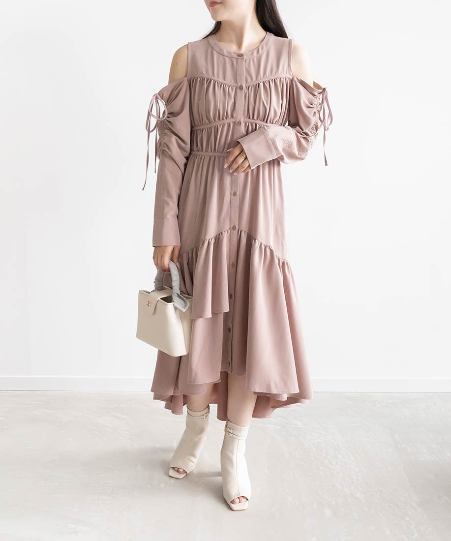 【ランダ/RANDA】の2WAYショルダーフィッシュテールシャツワンピース インテリア・キッズ・メンズ・レディースファッション・服の通販 founy(ファニー) 　ファッション　Fashion　レディースファッション　Fashion for Women　ワンピース　Dresses　シャツワンピース / 1枚で着映えコーデ　Shirt Dresses　おすすめ　Recommended / Our Picks　シューズ　Shoes, Footwear　ショルダー　Shoulder, Shoulder Strap　ストライプ　Stripe, Striped Pattern　デニム　Denim, Jeans Material　ビスチェ　Bustier, Corset Top　フェミニン　Feminine, Girly　ペチコート　Petticoat, Underskirt　定番　Standard, Basic Item　PINK|ID: prp329100004516586 ipo3291000000033585811