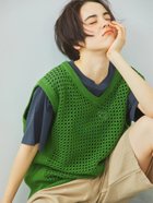 【サマンサモスモス/Samansa Mos2】のメッシュニットVネックベスト グリーン|ID: prp329100004516626 ipo3291000000031918579