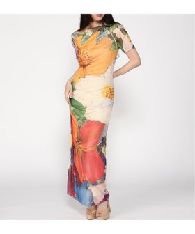 【デシグアル/Desigual】の花柄ミディ丈チュールワンピース 人気、トレンドファッション・服の通販 founy(ファニー) ファッション Fashion レディースファッション WOMEN ワンピース Dress カラフル Colorful ギャザー Gather シューズ Shoes チュール Tulle デニム Denim ドレス Dress パターン Pattern パッチワーク Patchwork プリント Print メンズ Mens ラウンド Round 半袖 Short Sleeve |ID:prp329100004516656