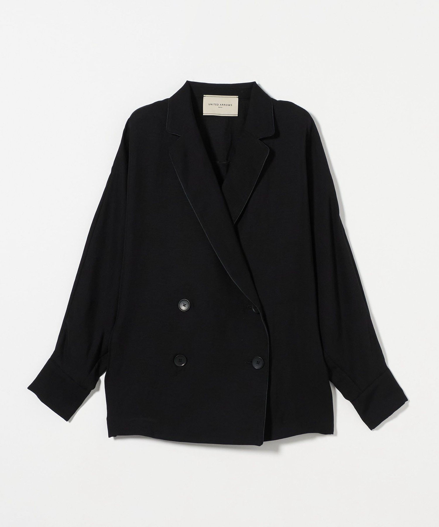 【ユナイテッドアローズ/UNITED ARROWS】のドルマン ブラウス ジャケット インテリア・キッズ・メンズ・レディースファッション・服の通販 founy(ファニー) 　ファッション　Fashion　レディースファッション　WOMEN　アウター　Coat Outerwear　ジャケット　Jackets　おすすめ　Recommend　ジャケット　Jacket　セットアップ　Set Up　タイトスカート　Tight Skirt　ダブル　Double　ツイル　Twill　パイピング　Piping　ワイド　Wide　羽織　Haori　BLACK|ID: prp329100004516661 ipo3291000000031918830