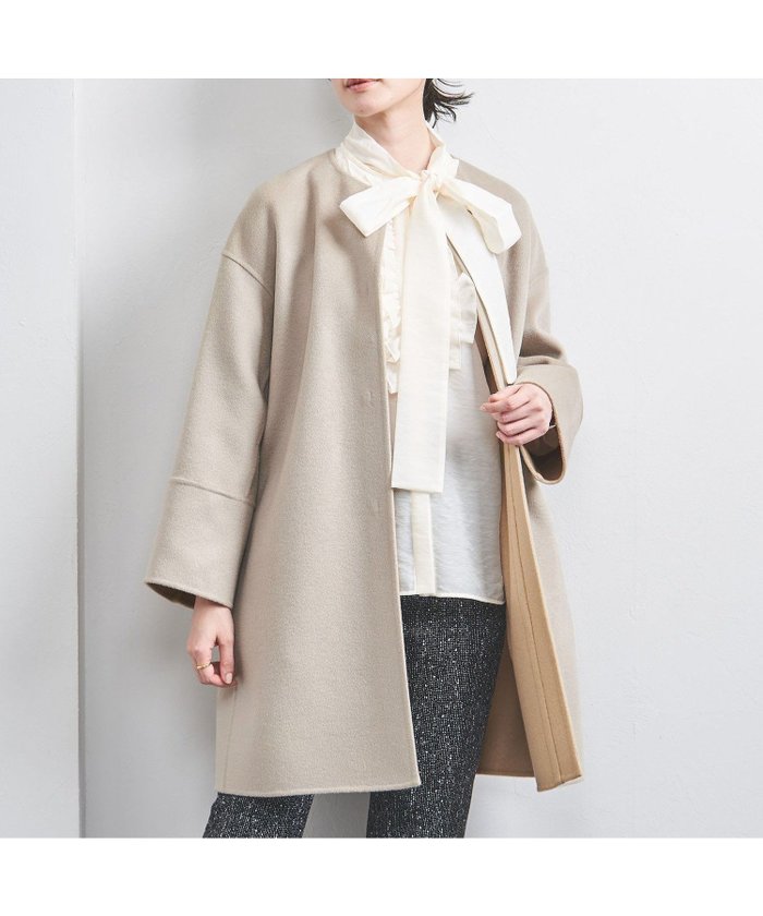 【その他のブランド/Other】のカシミヤ リバー ノーカラーコート インテリア・キッズ・メンズ・レディースファッション・服の通販 founy(ファニー) https://founy.com/ ファッション Fashion レディースファッション WOMEN アウター Coat Outerwear コート Coats インナー Inner カシミヤ Cashmere コンシャス Conscious ドレープ Drape ボトム Bottom ミドル Middle おすすめ Recommend エレガント 上品 Elegant セレモニー Ceremony |ID: prp329100004516710 ipo3291000000032114909