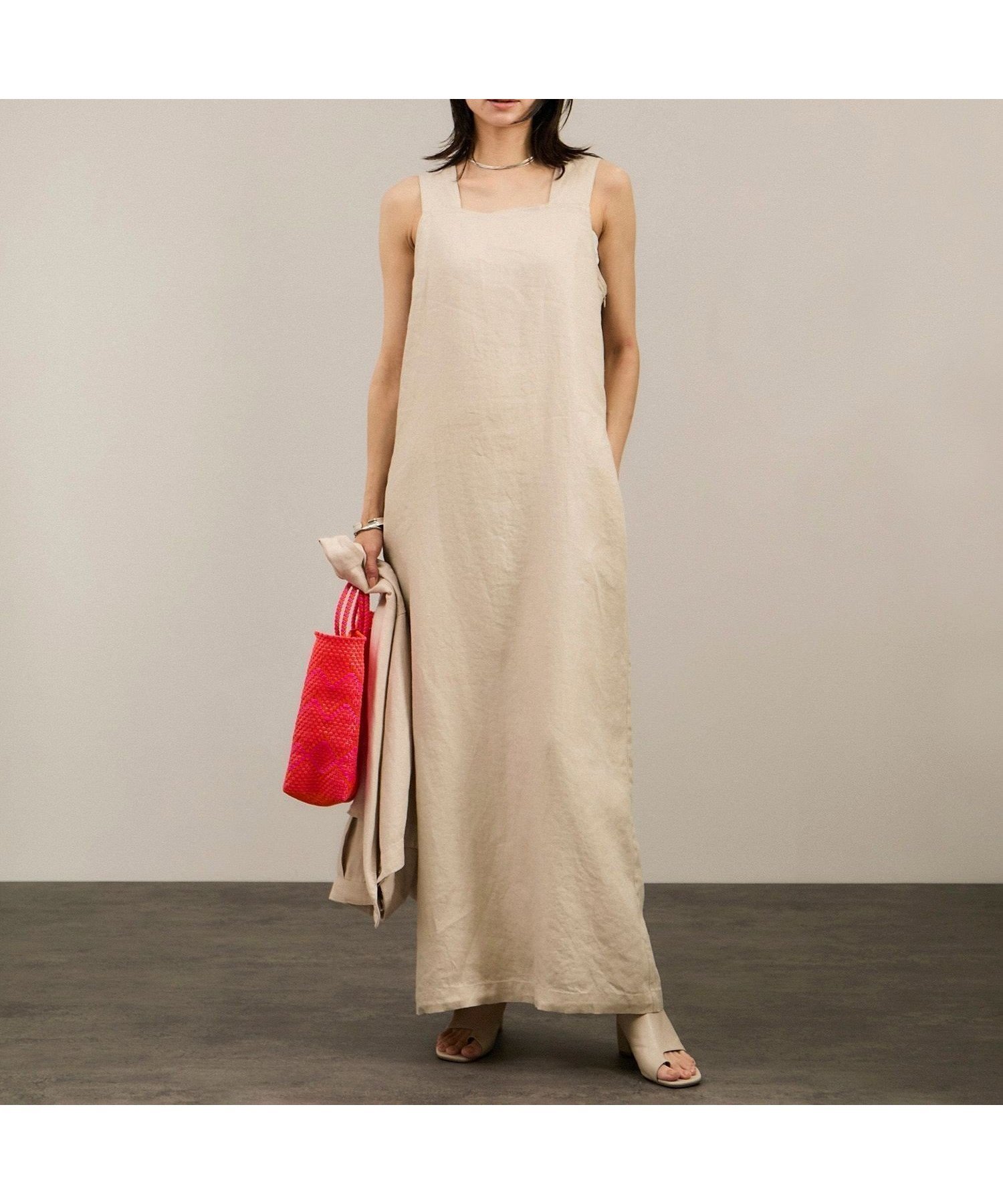 【サロン アダム エ ロペ/SALON adam et rope'】のリネンツイルスクエアーネックジャンパースカート セットアップ対応 人気、トレンドファッション・服の通販 founy(ファニー) 　ファッション　Fashion　レディースファッション　WOMEN　セットアップ　Setup　スカート　Skirt　アクセサリー　Accessories　インナー　Inner　洗える　Washable　スリット　Slit　セットアップ　Set Up　ツイル　Twill　ノースリーブ　No Sleeve　ブルゾン　Blouson　ポケット　Pocket　リネン　Linen　ロング　Long　おすすめ　Recommend　夏　Summer　 other-1|ID: prp329100004516718 ipo3291000000031919246