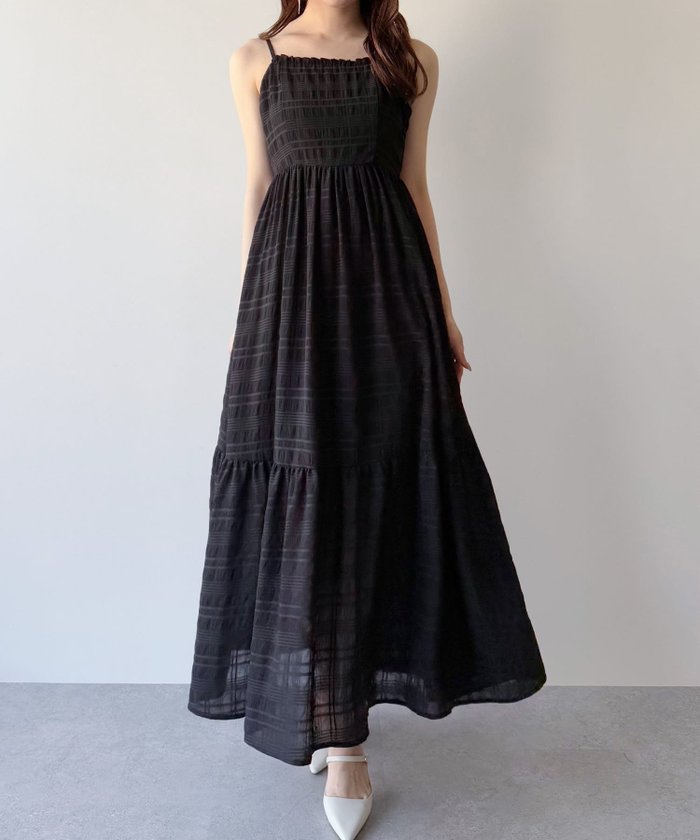【ジュノア/JUNOAH】のmipiarl シアーチェックセミフレアキャミワンピース インテリア・キッズ・メンズ・レディースファッション・服の通販 founy(ファニー) https://founy.com/ ファッション Fashion レディースファッション WOMEN ワンピース Dress キャミワンピース No Sleeve Dresses |ID: prp329100004516736 ipo3291000000031919421
