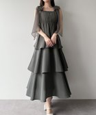 【ジュノア/JUNOAH】のmipiarl チュールリボンティアードキャミワンピース チャコール|ID: prp329100004516738 ipo3291000000031919442