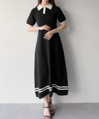 【ジュノア/JUNOAH】のmipiarl リボン付きポロニットセミフレアワンピース【一部ペチスカートセット】 ブラック|ID: prp329100004516743 ipo3291000000031919501