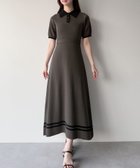 【ジュノア/JUNOAH】のmipiarl リボン付きポロニットセミフレアワンピース【一部ペチスカートセット】 チャコール|ID: prp329100004516743 ipo3291000000031919504