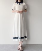 【ジュノア/JUNOAH】のmipiarl リボン付きポロニットセミフレアワンピース【一部ペチスカートセット】 ホワイト|ID: prp329100004516743 ipo3291000000031919507