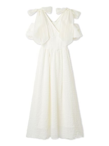 【スナイデル/SNIDEL】のショルダーリボンワンピース インテリア・キッズ・メンズ・レディースファッション・服の通販 founy(ファニー) 　ファッション　Fashion　レディースファッション　WOMEN　ワンピース　Dress　ウェーブ　Wave　コルセット　Corset　シフォン　Chiffon　ショルダー　Shoulder　スペシャル　Special　チェック　Check　フィット　Fit　フラワー　Flower　リブニット　Rib Knit　リボン　Ribbon　ロング　Long　おすすめ　Recommend　WHT[001]|ID: prp329100004516745 ipo3291000000031919528