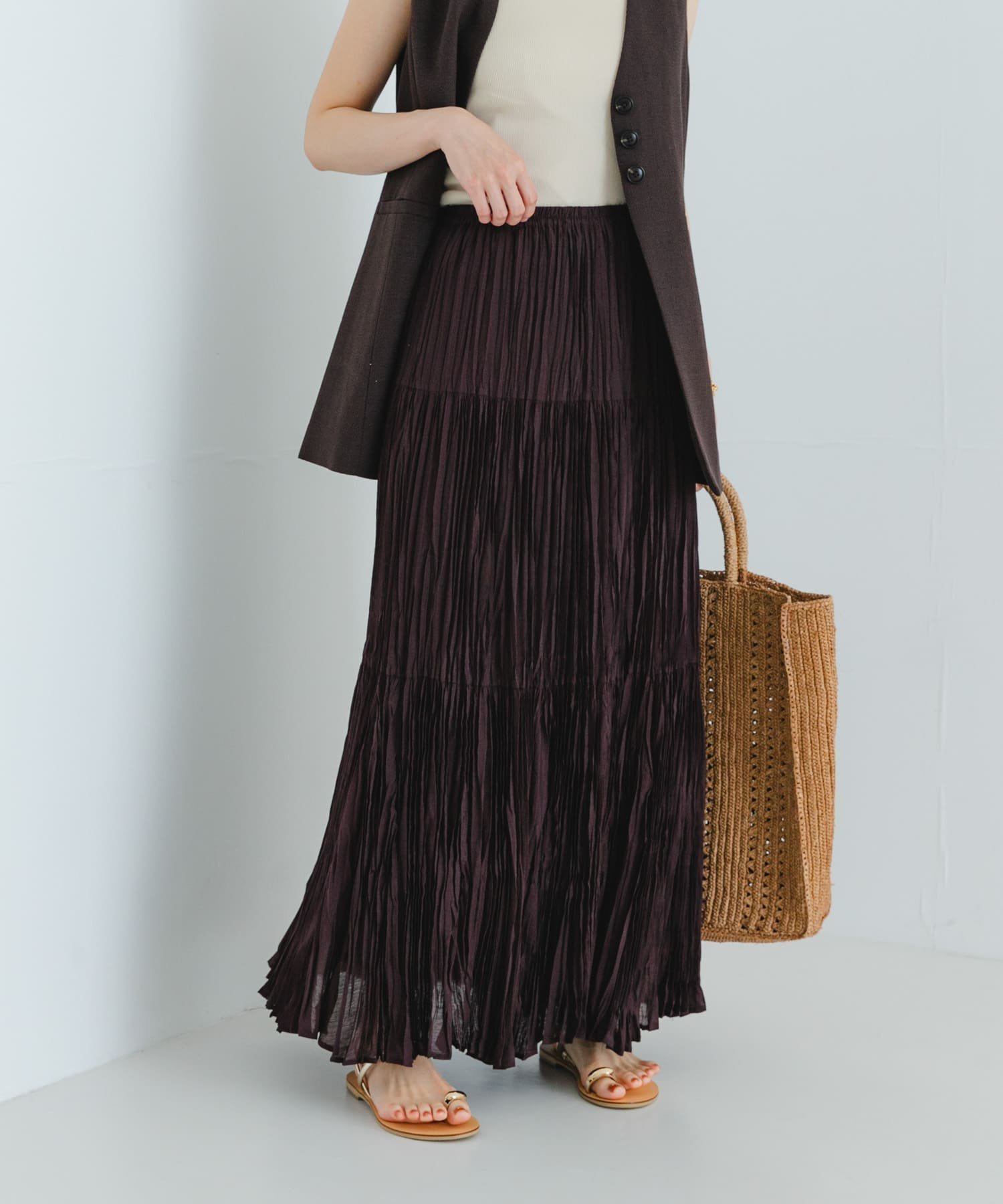 【アーバンリサーチ/URBAN RESEARCH】のワッシャープリーツイージースカート インテリア・キッズ・メンズ・レディースファッション・服の通販 founy(ファニー) 　ファッション　Fashion　レディースファッション　Ladies' Fashion Online　スカート　Skirt　2025年　2025　2025春夏・S/S　Ss,Spring/Summer,2025　おすすめ　Recommend　カットソー　Cut And Sew　シルク　Silk　シンプル　Simple　ジャケット　Jacket　プリーツ　Pleats　ベスト　Vest　夏　Summer　春　Spring　S/S・春夏　Ss・Spring/Summer　透かし　Watermark　BROWN|ID: prp329100004516898 ipo3291000000032636600