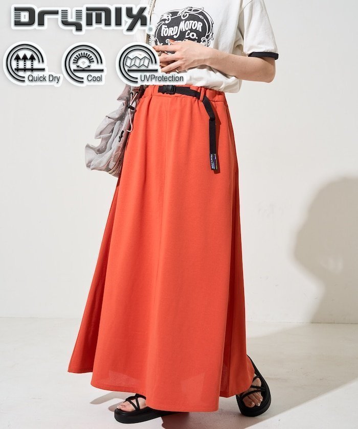 【フリークスストア/FREAK'S STORE】のFREAK S STORE OUTDOORS DRYMIX ドライミックス マキシスカート(吸水速乾・接触冷感・UVカット)【限定展開】 インテリア・キッズ・メンズ・レディースファッション・服の通販 founy(ファニー) 　ファッション　Fashion　レディースファッション　WOMEN　スカート　Skirt　2025年　2025　2025春夏・S/S　Ss,Spring/Summer,2025　フレア　Flare　マキシ　Maxi　ミックス　Mix　ロング　Long　吸水　Water Absorption　夏　Summer　S/S・春夏　Ss・Spring/Summer　オレンジ|ID: prp329100004516961 ipo3291000000032088553