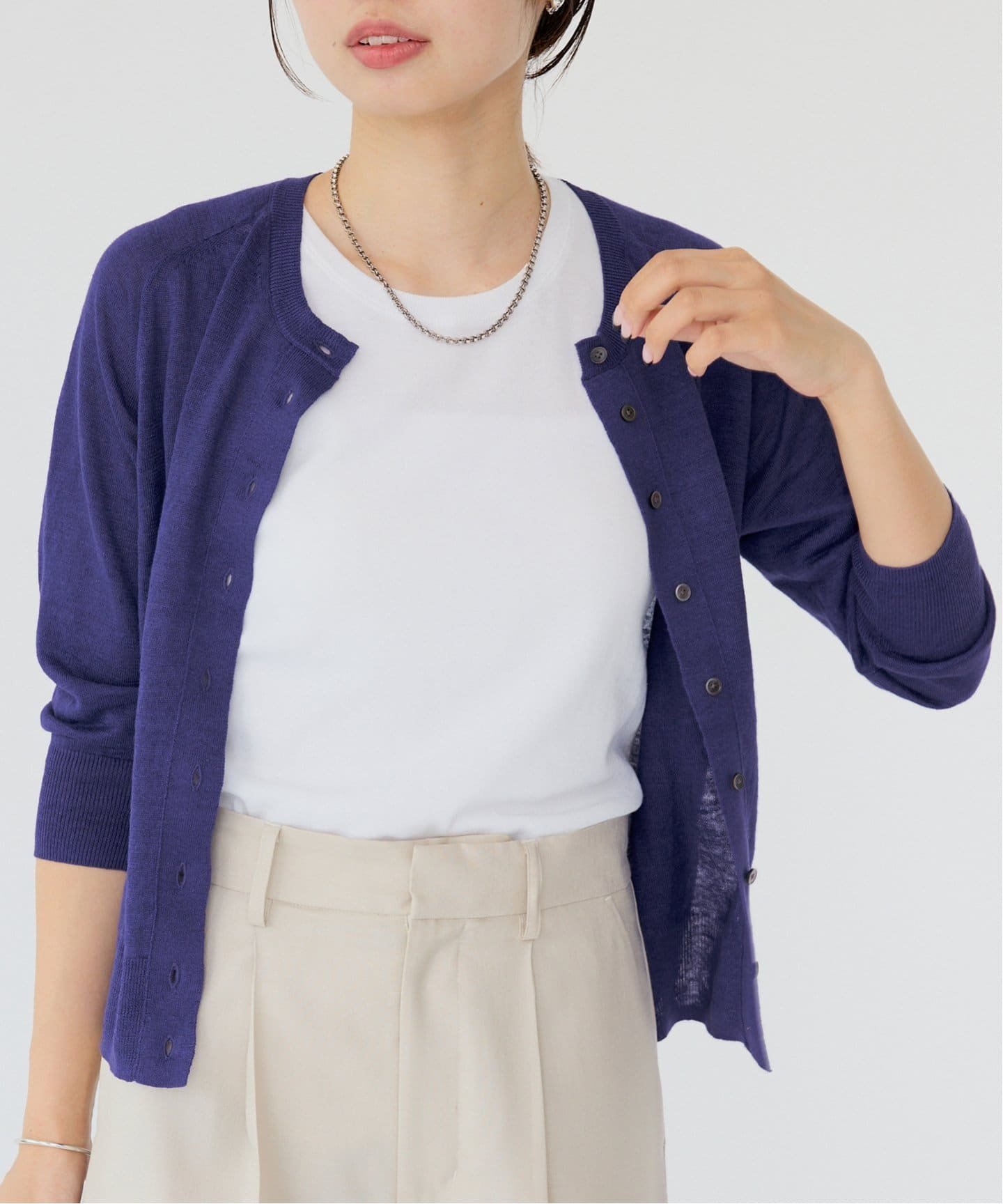 【イエナ/IENA】のフレンチリネン7分袖カーディガン インテリア・キッズ・メンズ・レディースファッション・服の通販 founy(ファニー) 　ファッション　Fashion　レディースファッション　WOMEN　トップス・カットソー　Tops/Tshirt　カーディガン　Cardigans　2025年　2025　2025春夏・S/S　Ss,Spring/Summer,2025　カーディガン　Cardigan　フランス　France　フレンチ　French　リネン　Linen　夏　Summer　定番　Standard　楽ちん　Easy　パープル|ID: prp329100004516985 ipo3291000000031923098