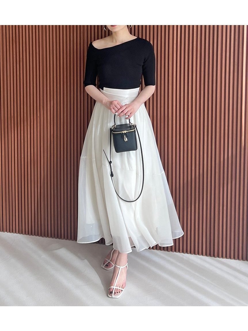 【スナイデル/SNIDEL】のオーガンフレアースカート 人気、トレンドファッション・服の通販 founy(ファニー) 　ファッション　Fashion　レディースファッション　WOMEN　スカート　Skirt　おすすめ　Recommend　ウェーブ　Wave　オーガンジー　Organdy　サテン　Satin　シアー　Sheer　シフォン　Chiffon　シャーリング　Shirring　セットアップ　Set Up　トレンド　Trend　フィット　Fit　フレア　Flare　エレガント 上品　Elegant　 other-1|ID: prp329100004517065 ipo3291000000031923931