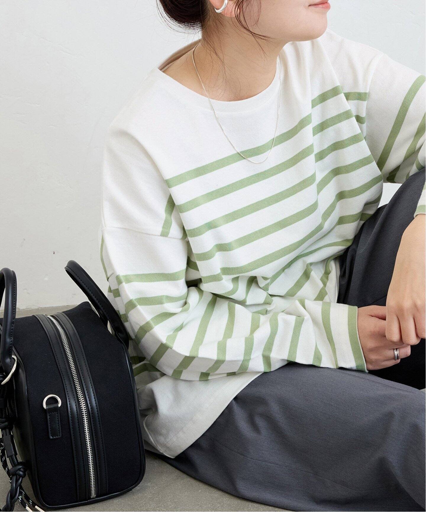 【ジャーナルスタンダード/JOURNAL STANDARD】の《追加》コットンボーダープルオーバー インテリア・キッズ・メンズ・レディースファッション・服の通販 founy(ファニー) 　ファッション　Fashion　レディースファッション　WOMEN　トップス・カットソー　Tops/Tshirt　プルオーバー　Pullover　2025年　2025　2025春夏・S/S　Ss,Spring/Summer,2025　ボーダー　Border　定番　Standard　グリーン|ID: prp329100004517254 ipo3291000000031926781