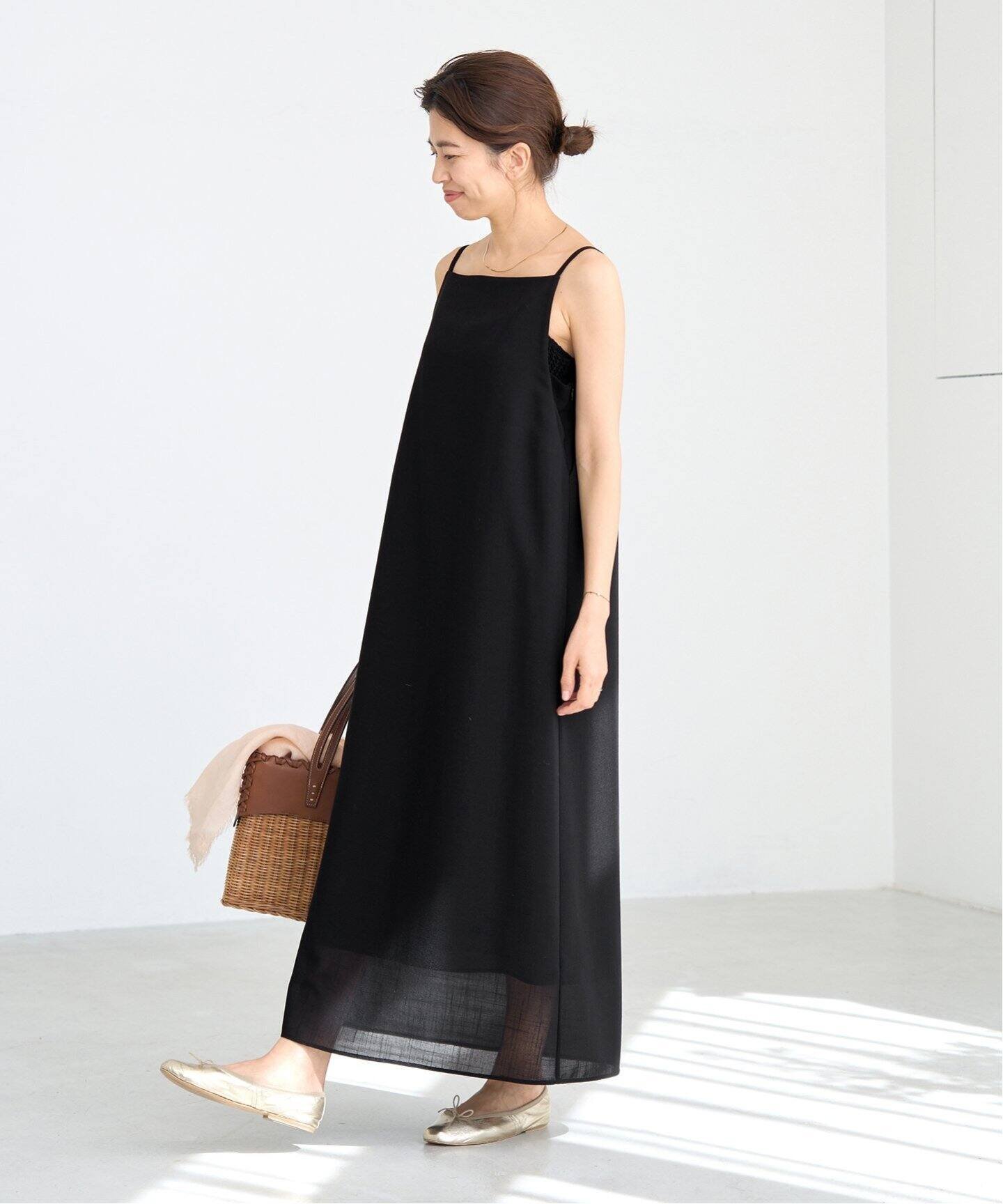 【イエナ/IENA】のリネンライクキャミワンピース インテリア・キッズ・メンズ・レディースファッション・服の通販 founy(ファニー) 　ファッション　Fashion　レディースファッション　WOMEN　ワンピース　Dress　キャミワンピース　No Sleeve Dresses　2025年　2025　2025春夏・S/S　Ss,Spring/Summer,2025　おすすめ　Recommend　キャミワンピース　Cami Dress　ダウン　Down　バランス　Balance　パターン　Pattern　リネン　Linen　ブラック|ID: prp329100004517672 ipo3291000000031931245