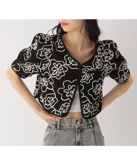 【ヘザー/Heather】のショート刺繍ジャケット(半袖) 人気、トレンドファッション・服の通販 founy(ファニー) ファッション Fashion レディースファッション WOMEN アウター Coat Outerwear ジャケット Jackets おすすめ Recommend ショルダー Shoulder ショート Short ジャケット Jacket スリット Slit デコルテ Decolletage フロント Front 今季 This Season 半袖 Short Sleeve 夏 Summer |ID:prp329100004517741