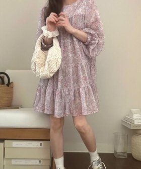 【スピーガ/SPIGA】のシフォンプリントティアードワンピース 人気、トレンドファッション・服の通販 founy(ファニー) ファッション Fashion レディースファッション WOMEN ワンピース Dress |ID:prp329100004517749