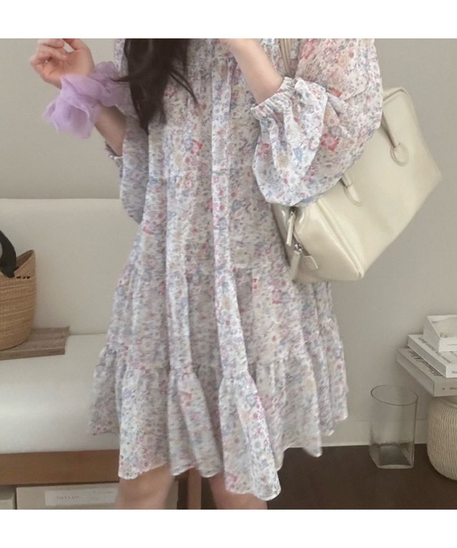 【スピーガ/SPIGA】のシフォンプリントティアードワンピース インテリア・キッズ・メンズ・レディースファッション・服の通販 founy(ファニー) 　ファッション　Fashion　レディースファッション　WOMEN　ワンピース　Dress　シロ|ID: prp329100004517749 ipo3291000000031932069