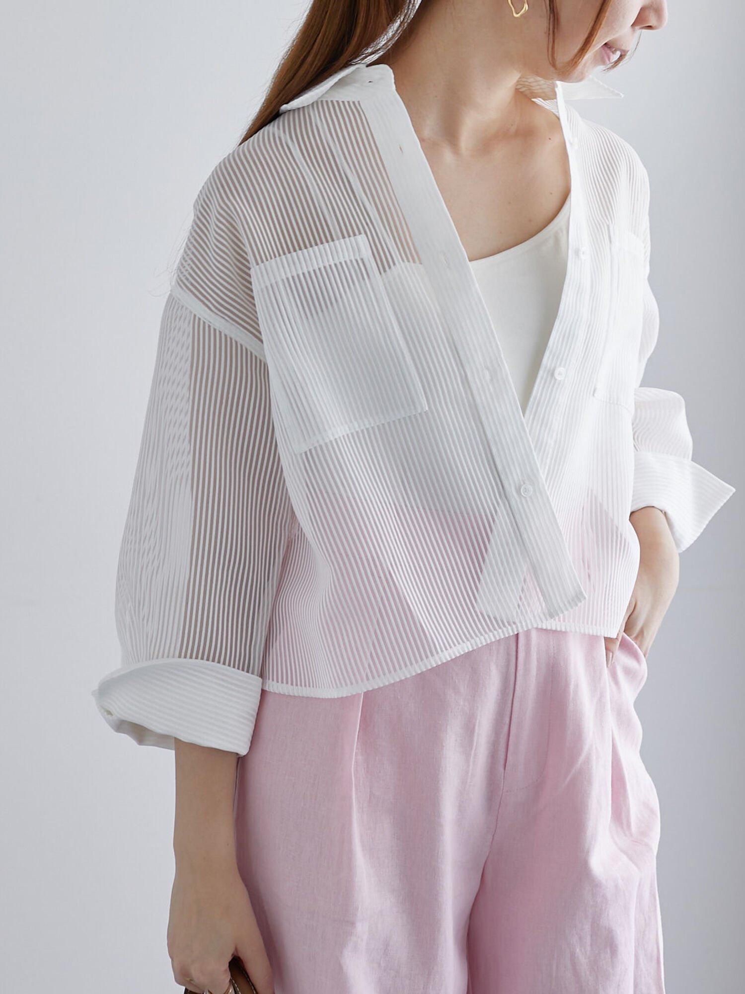【テチチ/Te chichi】のシアーコードストライプシャツジャケット 人気、トレンドファッション・服の通販 founy(ファニー) 　ファッション　Fashion　レディースファッション　WOMEN　アウター　Coat Outerwear　ジャケット　Jackets　ストライプ　Stripe　ボックス　Box　ポケット　Pocket　夏　Summer　 other-1|ID: prp329100004517756 ipo3291000000031932110