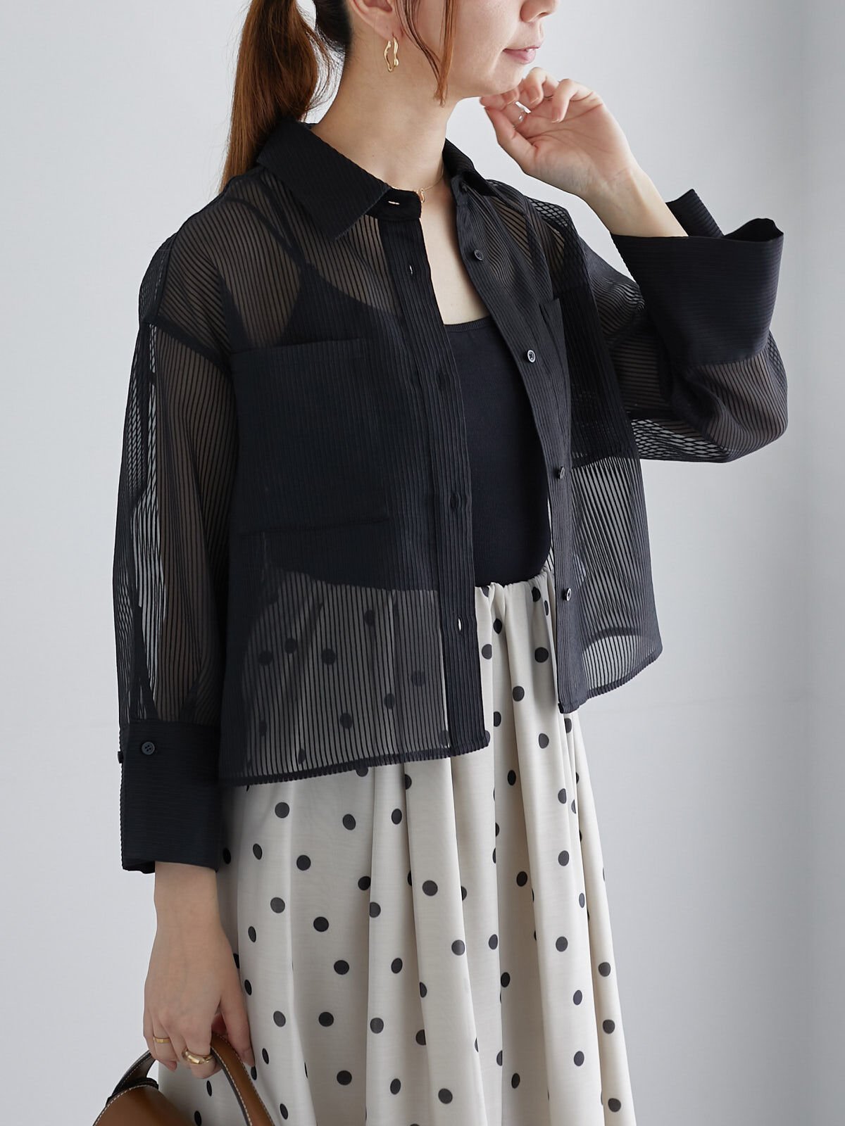 【テチチ/Te chichi】のシアーコードストライプシャツジャケット インテリア・キッズ・メンズ・レディースファッション・服の通販 founy(ファニー) 　ファッション　Fashion　レディースファッション　WOMEN　アウター　Coat Outerwear　ジャケット　Jackets　ストライプ　Stripe　ボックス　Box　ポケット　Pocket　夏　Summer　ブラック|ID: prp329100004517756 ipo3291000000031932114