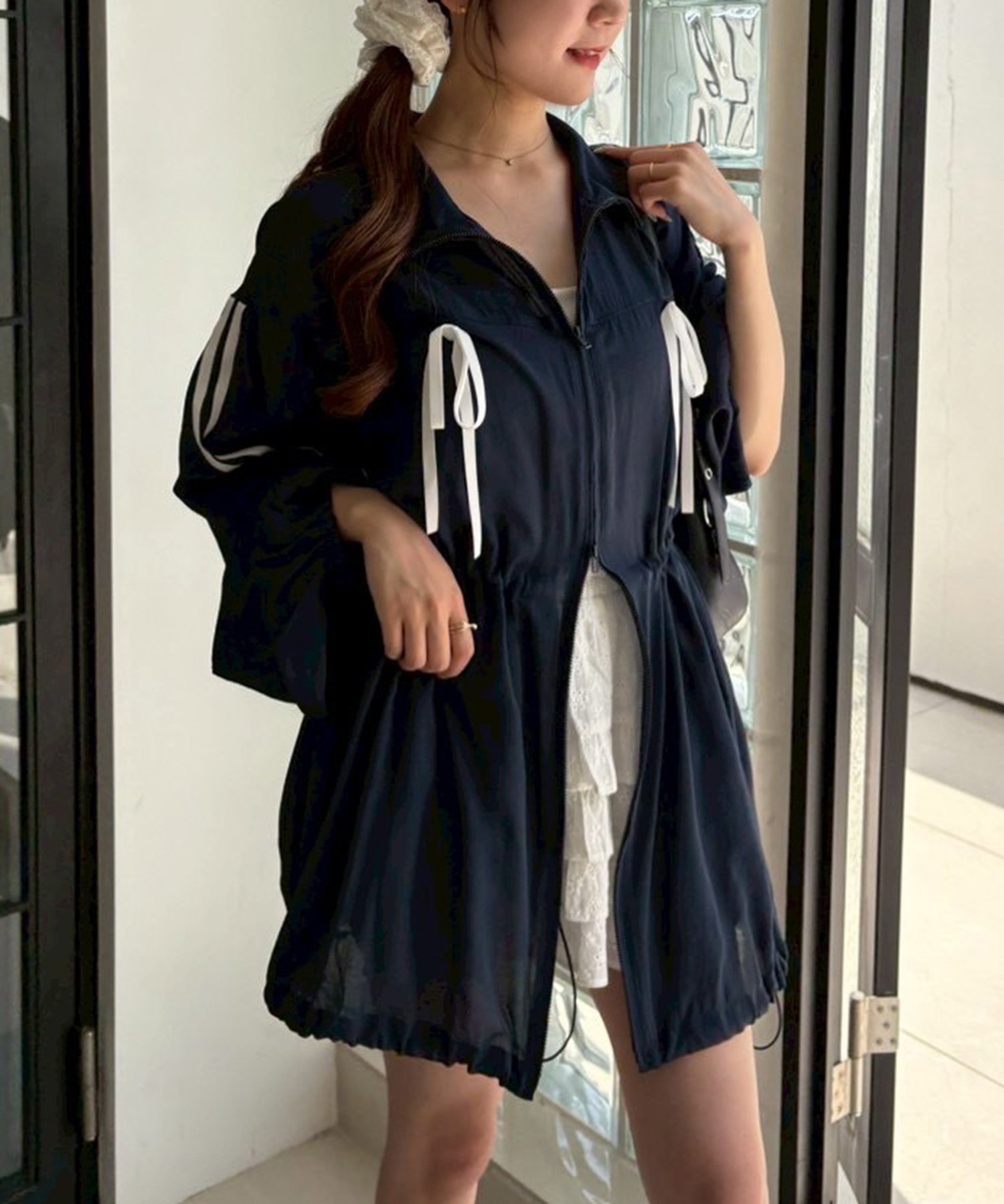 【ナイスクラップ/NICE CLAUP】のシアーリボンマンパ インテリア・キッズ・メンズ・レディースファッション・服の通販 founy(ファニー) 　ファッション　Fashion　レディースファッション　WOMEN　2025年　2025　2025春夏・S/S　Ss,Spring/Summer,2025　おすすめ　Recommend　スウェット　Sweat　デニム　Denim　ブルゾン　Blouson　ボトム　Bottom　ミドル　Middle　リボン　Ribbon　夏　Summer　ネイビー|ID: prp329100004517759 ipo3291000000032112254