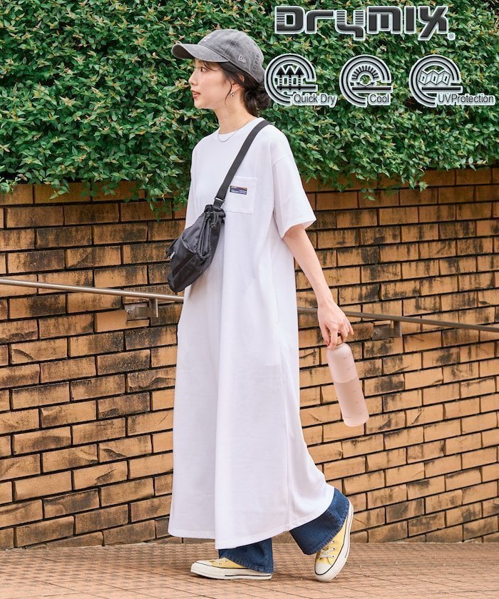 【フリークスストア/FREAK'S STORE】のFREAK S STORE OUTDOORS DRYMIX ドライミックス 半袖 ワンピース(吸水速乾・接触冷感・UVカット)【限定展開】 インテリア・キッズ・メンズ・レディースファッション・服の通販 founy(ファニー) 　ファッション　Fashion　レディースファッション　WOMEN　ワンピース　Dress　2025年　2025　2025春夏・S/S　Ss,Spring/Summer,2025　フレア　Flare　ポケット　Pocket　ミックス　Mix　半袖　Short Sleeve　吸水　Water Absorption　夏　Summer　S/S・春夏　Ss・Spring/Summer　オフホワイト|ID: prp329100004517763 ipo3291000000031932146