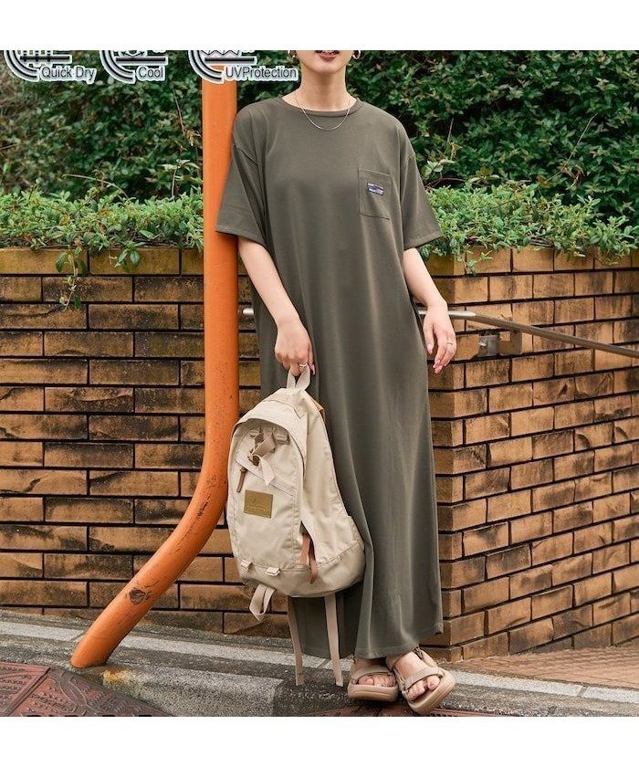 【フリークスストア/FREAK'S STORE】のFREAK S STORE OUTDOORS DRYMIX ドライミックス 半袖 ワンピース(吸水速乾・接触冷感・UVカット)【限定展開】 インテリア・キッズ・メンズ・レディースファッション・服の通販 founy(ファニー) 　ファッション　Fashion　レディースファッション　WOMEN　ワンピース　Dress　2025年　2025　2025春夏・S/S　Ss,Spring/Summer,2025　フレア　Flare　ポケット　Pocket　ミックス　Mix　半袖　Short Sleeve　吸水　Water Absorption　夏　Summer　S/S・春夏　Ss・Spring/Summer　オリーブ|ID: prp329100004517763 ipo3291000000031932154