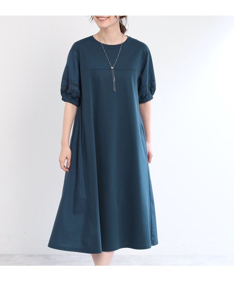 【リフレクト/Reflect】の【E-QUALITY/手洗い可】リラクシーワンピース インテリア・キッズ・メンズ・レディースファッション・服の通販 founy(ファニー) 　ファッション　Fashion　レディースファッション　WOMEN　ワンピース　Dress　ジャージ　Jersey　ドッキング　Docking　ポケット　Pocket　リラックス　Relax　レース　Race　ブルーグリーン|ID: prp329100004517836 ipo3291000000031932881