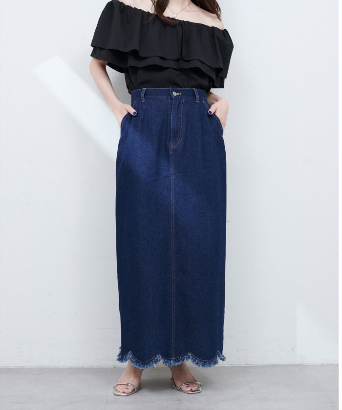 【ナチュラルクチュール/natural couture】の裾フリンジスカラップデニムスカート インテリア・キッズ・メンズ・レディースファッション・服の通販 founy(ファニー) https://founy.com/ ファッション Fashion レディースファッション WOMEN スカート Skirt デニムスカート Denim Skirts 2025年 2025 2025春夏・S/S Ss,Spring/Summer,2025 おすすめ Recommend サンダル Sandals シンプル Simple スカラップ Scalloped スニーカー Sneakers デニム Denim フェミニン Feminine フリンジ Fringe ポケット Pocket ロング Long エレガント 上品 Elegant 定番 Standard |ID: prp329100004517956 ipo3291000000031934269