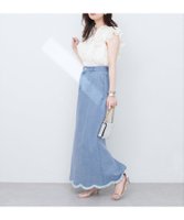 【ナチュラルクチュール/natural couture】の裾フリンジスカラップデニムスカート 人気、トレンドファッション・服の通販 founy(ファニー) ファッション Fashion レディースファッション Ladies' Fashion Online スカート Skirt デニムスカート Denim Skirts 2025年 2025 2025春夏・S/S Ss,Spring/Summer,2025 おすすめ Recommend サンダル Sandals シンプル Simple スカラップ Scalloped スニーカー Sneakers デニム Denim フェミニン Feminine フリンジ Fringe ポケット Pocket ロング Long エレガント 上品 Elegant 定番 Standard |ID:prp329100004517956