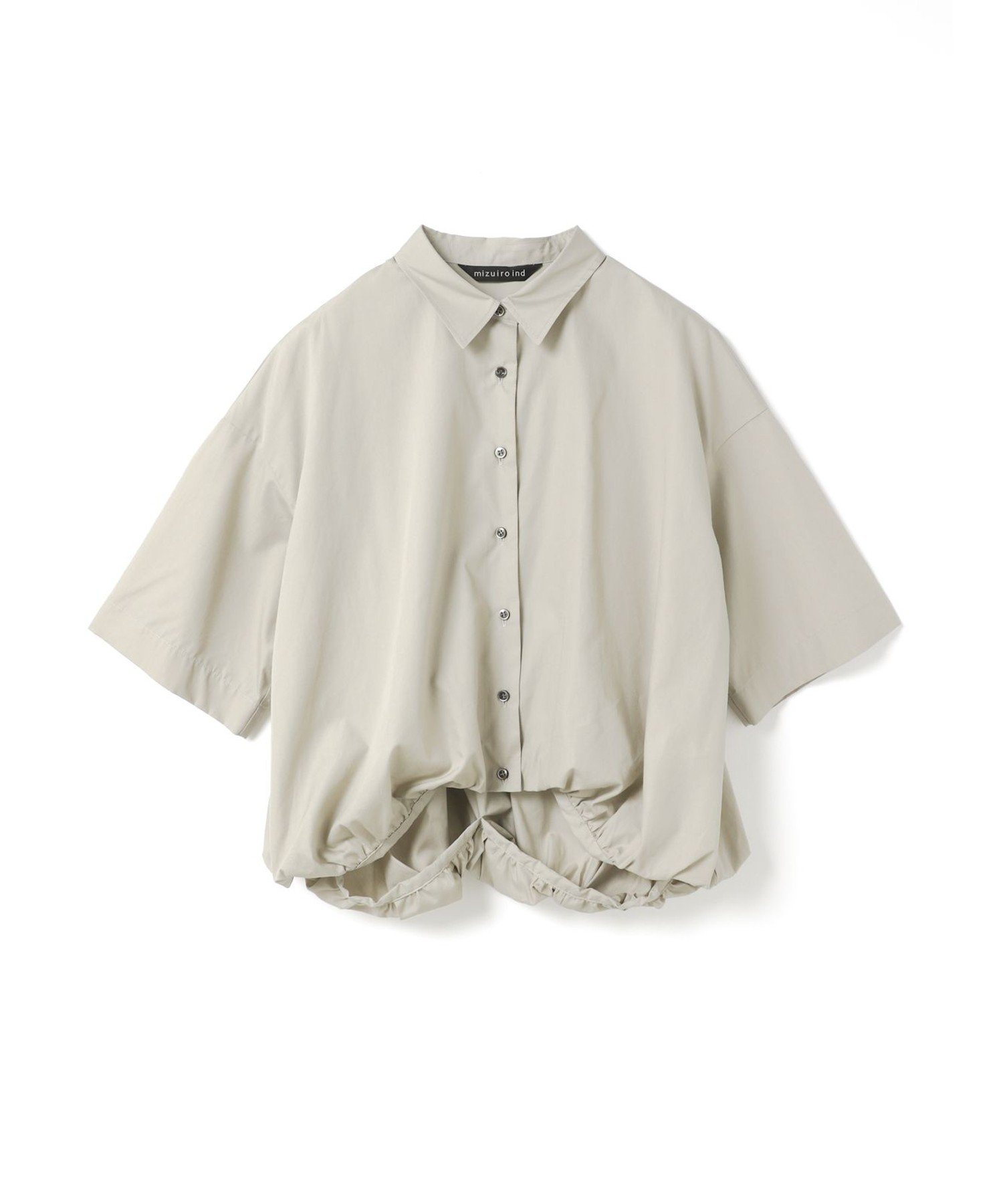 【マーコート/MARcourt】のmizuiro ind ハーフスリーブバルーンシャツ インテリア・キッズ・メンズ・レディースファッション・服の通販 founy(ファニー) 　ファッション　Fashion　レディースファッション　WOMEN　トップス・カットソー　Tops/Tshirt　シャツ/ブラウス　Shirts/Blouses　シンプル　Simple　バルーン　Balloon　フロント　Front　ベーシック　Basic　ポケット　Pocket　レギュラー　Regular　夏　Summer　無地　Plain Color　グレーベージュ|ID: prp329100004517987 ipo3291000000031963841