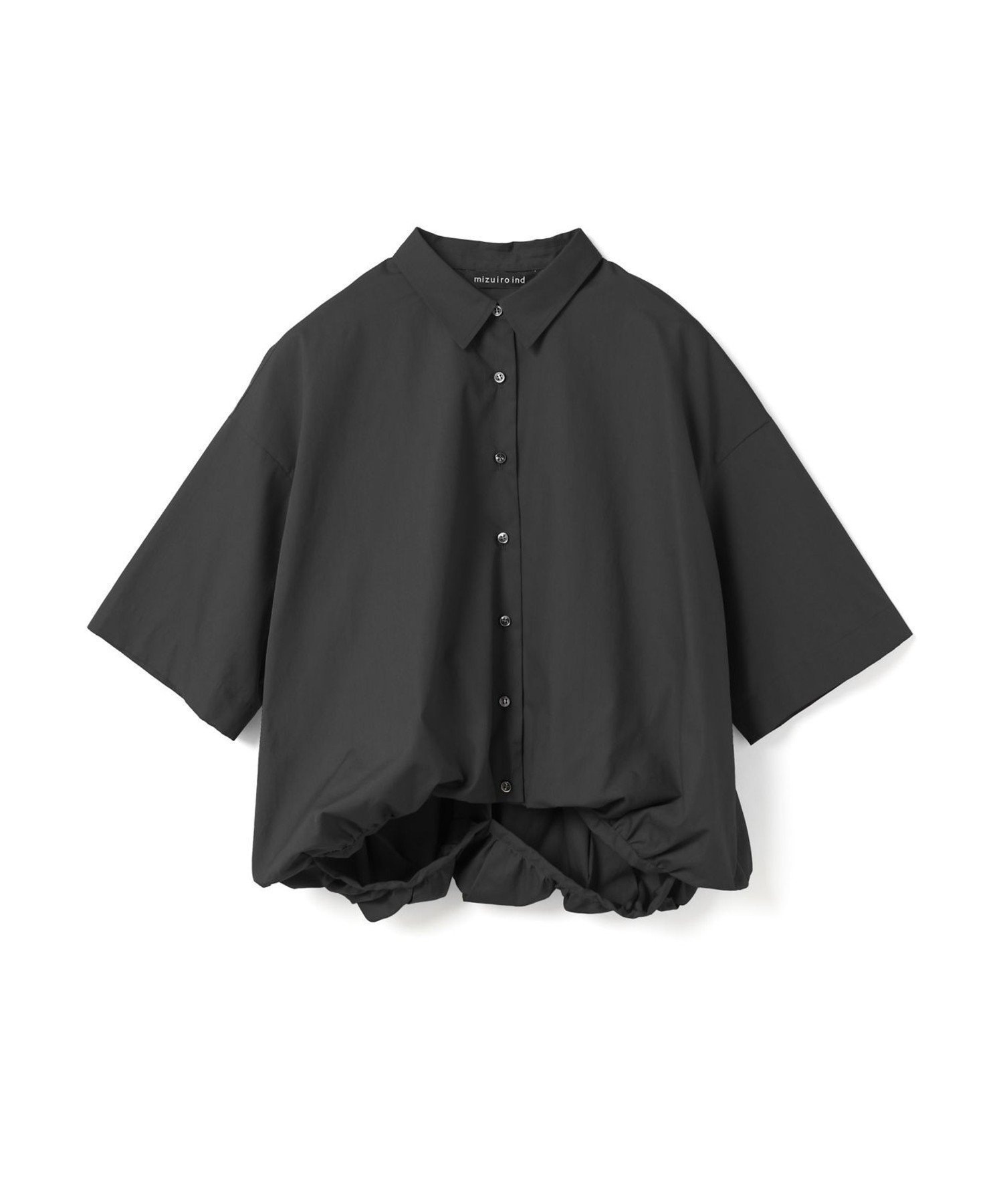 【マーコート/MARcourt】のmizuiro ind ハーフスリーブバルーンシャツ インテリア・キッズ・メンズ・レディースファッション・服の通販 founy(ファニー) 　ファッション　Fashion　レディースファッション　WOMEN　トップス・カットソー　Tops/Tshirt　シャツ/ブラウス　Shirts/Blouses　シンプル　Simple　バルーン　Balloon　フロント　Front　ベーシック　Basic　ポケット　Pocket　レギュラー　Regular　夏　Summer　無地　Plain Color　ブラック|ID: prp329100004517987 ipo3291000000031963843