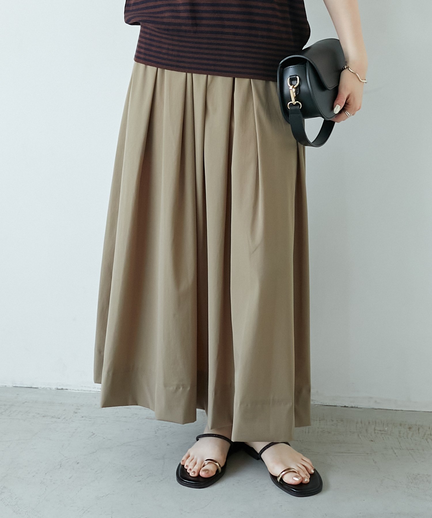 【ルクールブラン/le.coeur blanc】の《接触冷感》ナイロンストレッチタックギャザースカート インテリア・キッズ・メンズ・レディースファッション・服の通販 founy(ファニー) 　ファッション　Fashion　レディースファッション　Ladies' Fashion Online　スカート　Skirt　おすすめ　Recommend　ウォッシャブル　Washable　カットソー　Cut And Sew　セットアップ　Set Up　夏　Summer　カーキグリーン|ID: prp329100004518139 ipo3291000000032621895