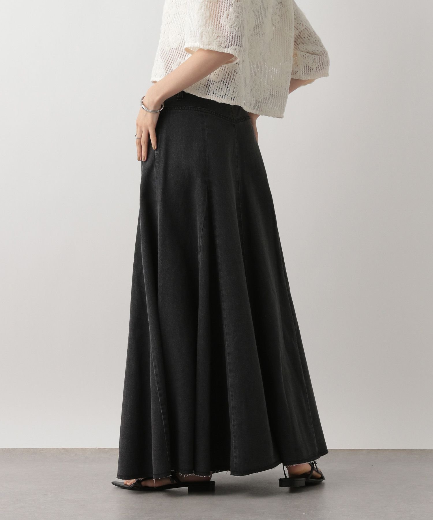 【ローリーズファーム/LOWRYS FARM】のデニムフレアスカート インテリア・キッズ・メンズ・レディースファッション・服の通販 founy(ファニー) 　ファッション　Fashion　レディースファッション　WOMEN　スカート　Skirt　Aライン/フレアスカート　Flared A-Line Skirts　デニム　Denim　トレンド　Trend　フレア　Flare　ブラック09|ID: prp329100004518151 ipo3291000000031936489