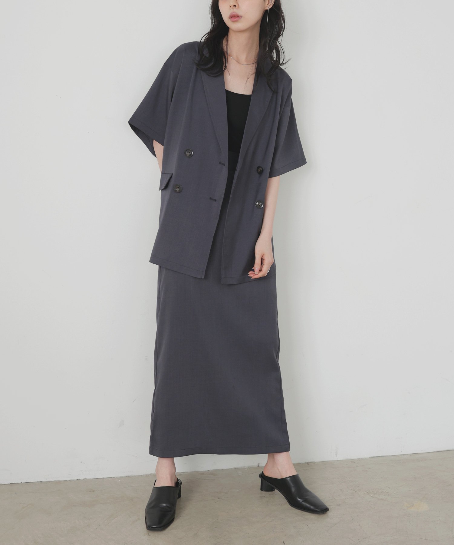 【リアン/Lian】のリネンタッチナロースカート インテリア・キッズ・メンズ・レディースファッション・服の通販 founy(ファニー) 　ファッション　Fashion　レディースファッション　Fashion for Women　スカート　Skirts　スリット　Slit, Slit Detail　チャコールグレー|ID: prp329100004518175 ipo3291000000032723798