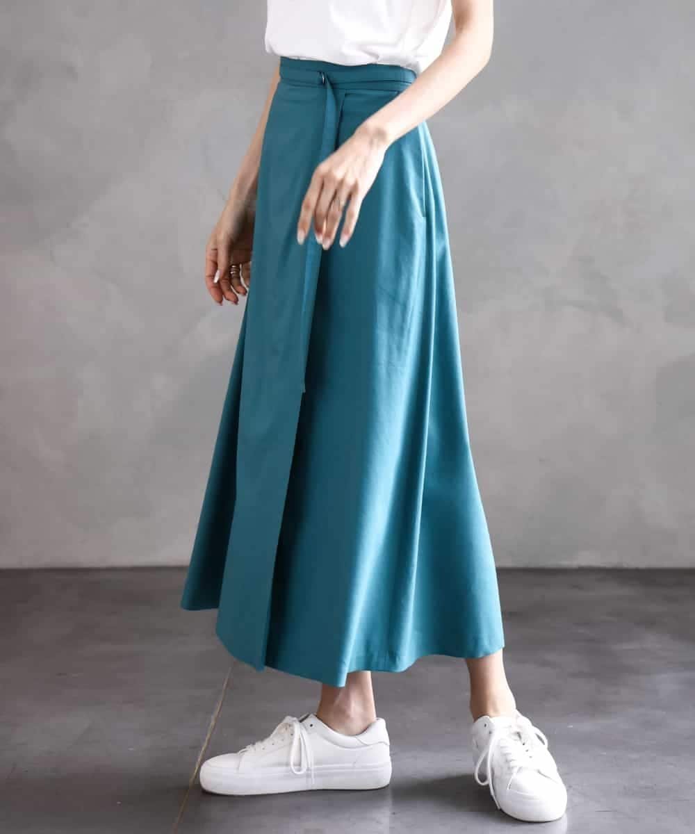 【ミッシェルクラン/MICHEL KLEIN】のベルト付きAラインスカート 人気、トレンドファッション・服の通販 founy(ファニー) 　ファッション　Fashion　レディースファッション　WOMEN　スカート　Skirt　Aライン/フレアスカート　Flared A-Line Skirts　ベルト　Belts　おすすめ　Recommend　アシンメトリー　Asymmetry　コンパクト　Compact　シンプル　Simple　ストレッチ　Stretch　ポケット　Pocket　洗える　Washable　 other-1|ID: prp329100004518187 ipo3291000000031936730
