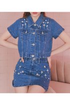 【リエンダ/rienda】のミックスフラワービジューショートジャケット BLU|ID: prp329100004518223 ipo3291000000031937022
