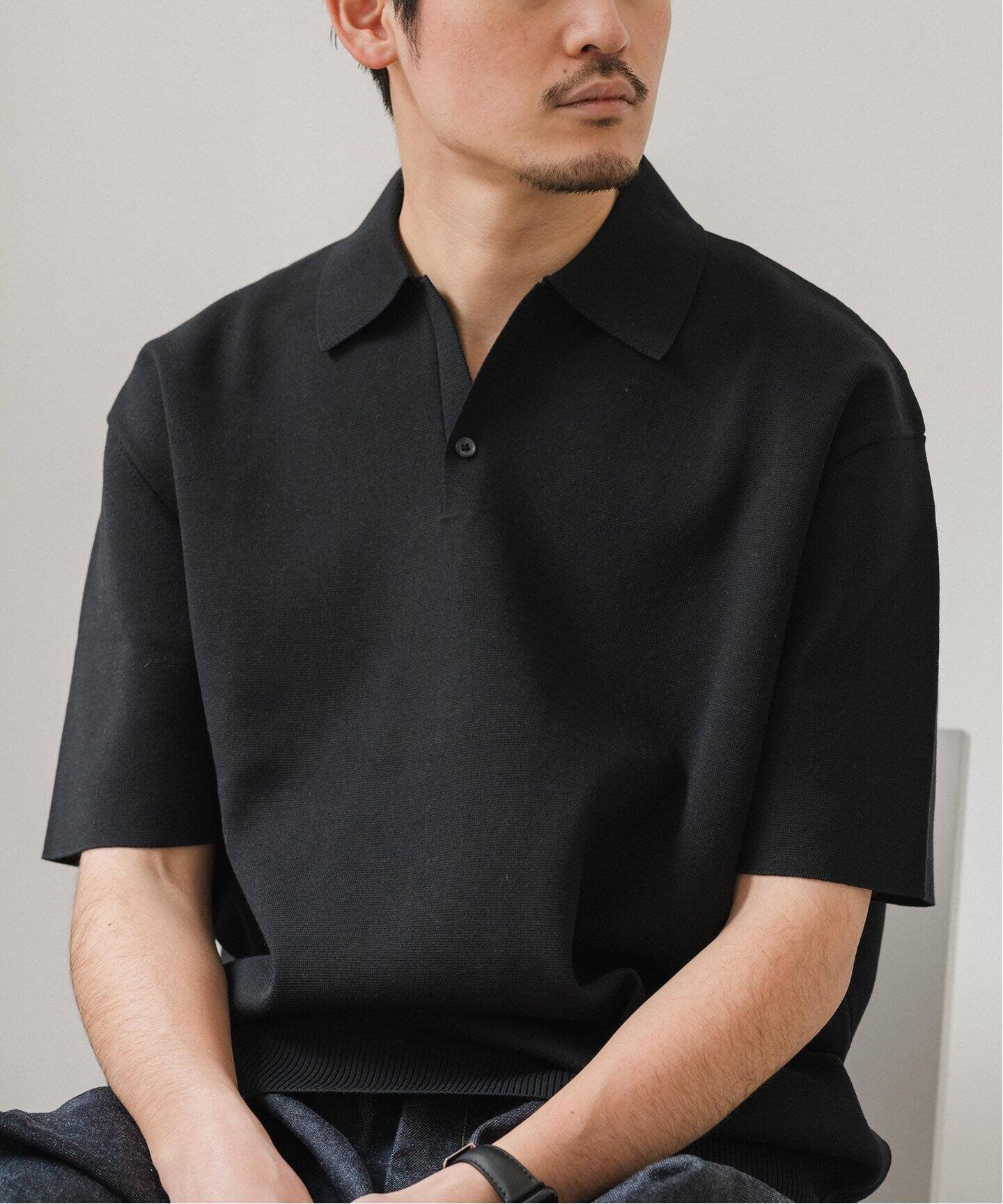 【エディフィス/EDIFICE / MEN】の16ゲージ コンフィ ニットポロシャツ インテリア・キッズ・メンズ・レディースファッション・服の通販 founy(ファニー) 　ファッション　Fashion　メンズファッション　MEN　スキッパー　Skipper　ツイスト　Twist　ポロシャツ　Polo Shirt　ミラノリブ　Milan Ribs　エレガント 上品　Elegant　洗える　Washable　ブラック|ID: prp329100004518380 ipo3291000000031938552