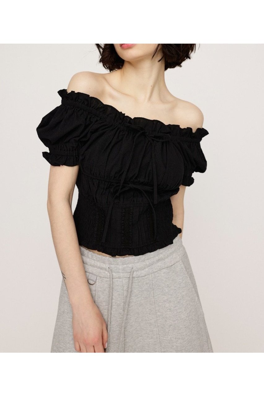 【スライ/SLY】のCOTTON LACE トップス インテリア・キッズ・メンズ・レディースファッション・服の通販 founy(ファニー) 　ファッション　Fashion　レディースファッション　WOMEN　トップス・カットソー　Tops/Tshirt　おすすめ　Recommend　ギャザー　Gather　スリーブ　Sleeve　デニム　Denim　ミリタリー　Military　レース　Race　BLK|ID: prp329100004518473 ipo3291000000031998297