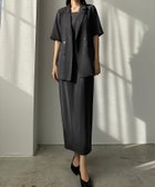 【ジュノア/JUNOAH】のLouere リネンライク半袖ジャケット+IラインキャミワンピースSET チャコール|ID: prp329100004518837 ipo3291000000031943006