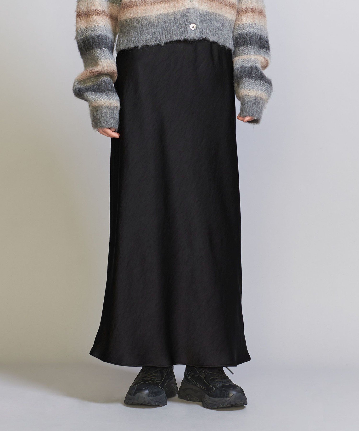 【その他のブランド/Other】のポリエステル マーメイドフレアスカート インテリア・キッズ・メンズ・レディースファッション・服の通販 founy(ファニー) 　ファッション　Fashion　レディースファッション　WOMEN　スカート　Skirt　Aライン/フレアスカート　Flared A-Line Skirts　春　Spring　サテン　Satin　トレンド　Trend　ドレープ　Drape　定番　Standard　人気　Popularity　フェミニン　Feminine　ベスト　Vest　ボーダー　Border　マーメイド　Mermaid　無地　Plain Color　おすすめ　Recommend　エレガント 上品　Elegant　BLACK|ID: prp329100004519068 ipo3291000000031944978