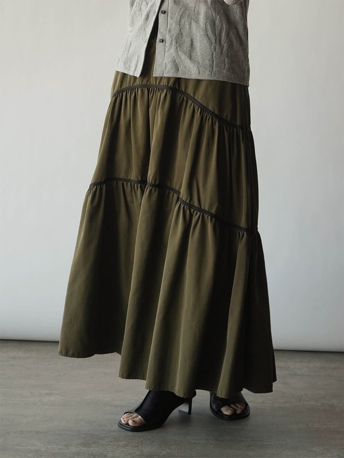 【ラシュッド/LASUD】のパイピングティアードスカート インテリア・キッズ・メンズ・レディースファッション・服の通販 founy(ファニー) https://founy.com/ ファッション Fashion レディースファッション WOMEN スカート Skirt ティアードスカート Tiered Skirts ティアードスカート Tiered Skirt パイピング Piping フレア Flare エレガント 上品 Elegant |ID: prp329100004519118 ipo3291000000031945419