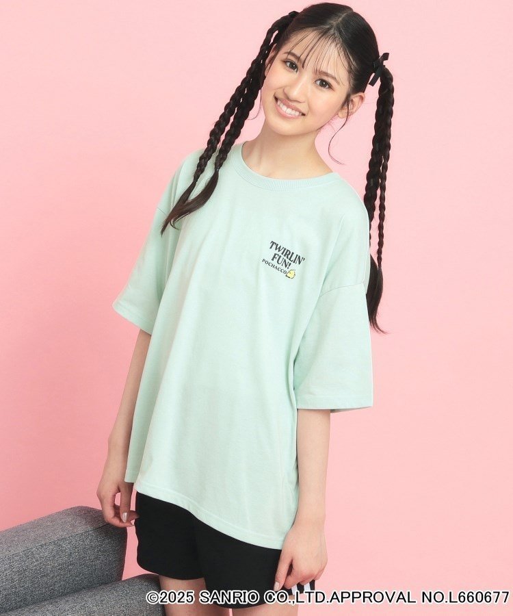 【ピンク ラテ/PINK-latte / KIDS】の【サンリオキャラクターズコラボ】バックロゴビッグTシャツ インテリア・キッズ・メンズ・レディースファッション・服の通販 founy(ファニー) 　ファッション　Fashion　キッズファッション　KIDS　おすすめ　Recommend　ガーリー　Girly　ビッグ　Big　プリント　Print　再入荷　Restock/Back In Stock/Re Arrival　ミントグリーン|ID: prp329100004519292 ipo3291000000031946790