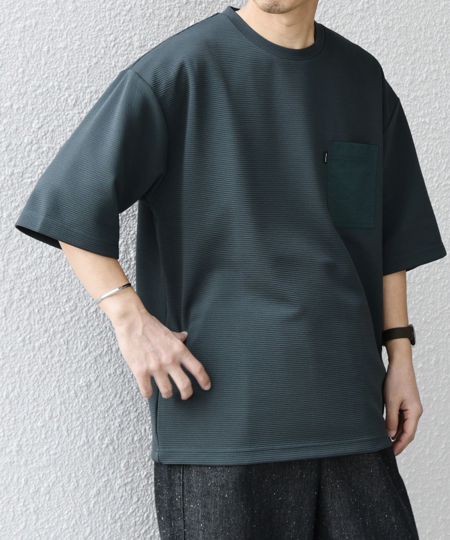 【シップス/SHIPS / MEN】の【WEB限定】SHIPS any 吸水速乾 リップル ナイロン ポケット Tシャツ インテリア・キッズ・メンズ・レディースファッション・服の通販 founy(ファニー) 　ファッション　Fashion　メンズファッション　MEN　インナー　Inner　シンプル　Simple　ポケット　Pocket　吸水　Water Absorption　グリーン|ID: prp329100004519470 ipo3291000000031948327