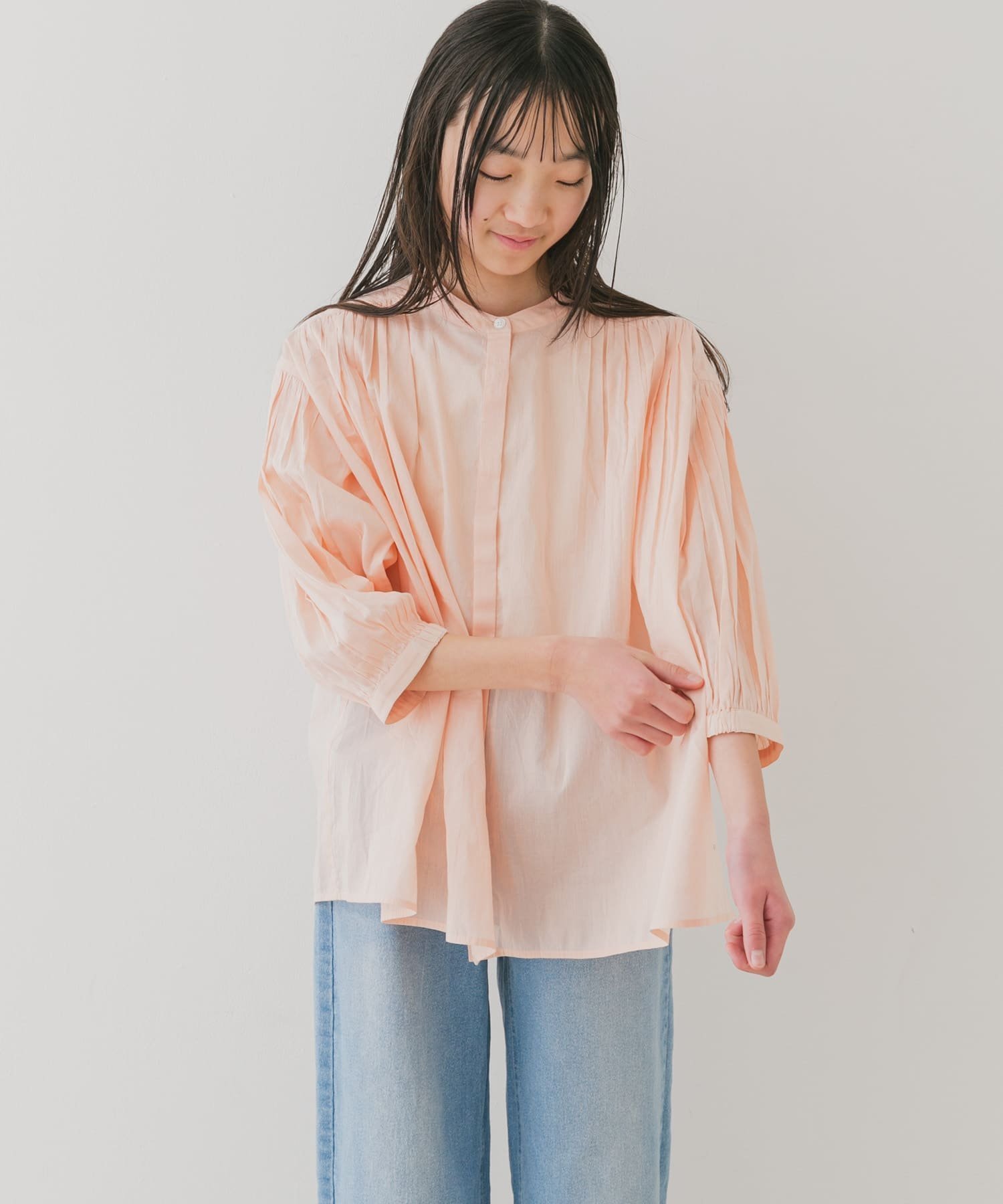 【アーバンリサーチ ドアーズ/URBAN RESEARCH DOORS / KIDS】の『WEB/一部店舗限定』『親子リンク』コットンボイルギャザーブラウス(KIDS) インテリア・キッズ・メンズ・レディースファッション・服の通販 founy(ファニー) 　ファッション　Fashion　キッズファッション　KIDS　2025年　2025　2025春夏・S/S　Ss,Spring/Summer,2025　ギャザー　Gather　夏　Summer　春　Spring　S/S・春夏　Ss・Spring/Summer　PINK|ID: prp329100004519978 ipo3291000000031955154