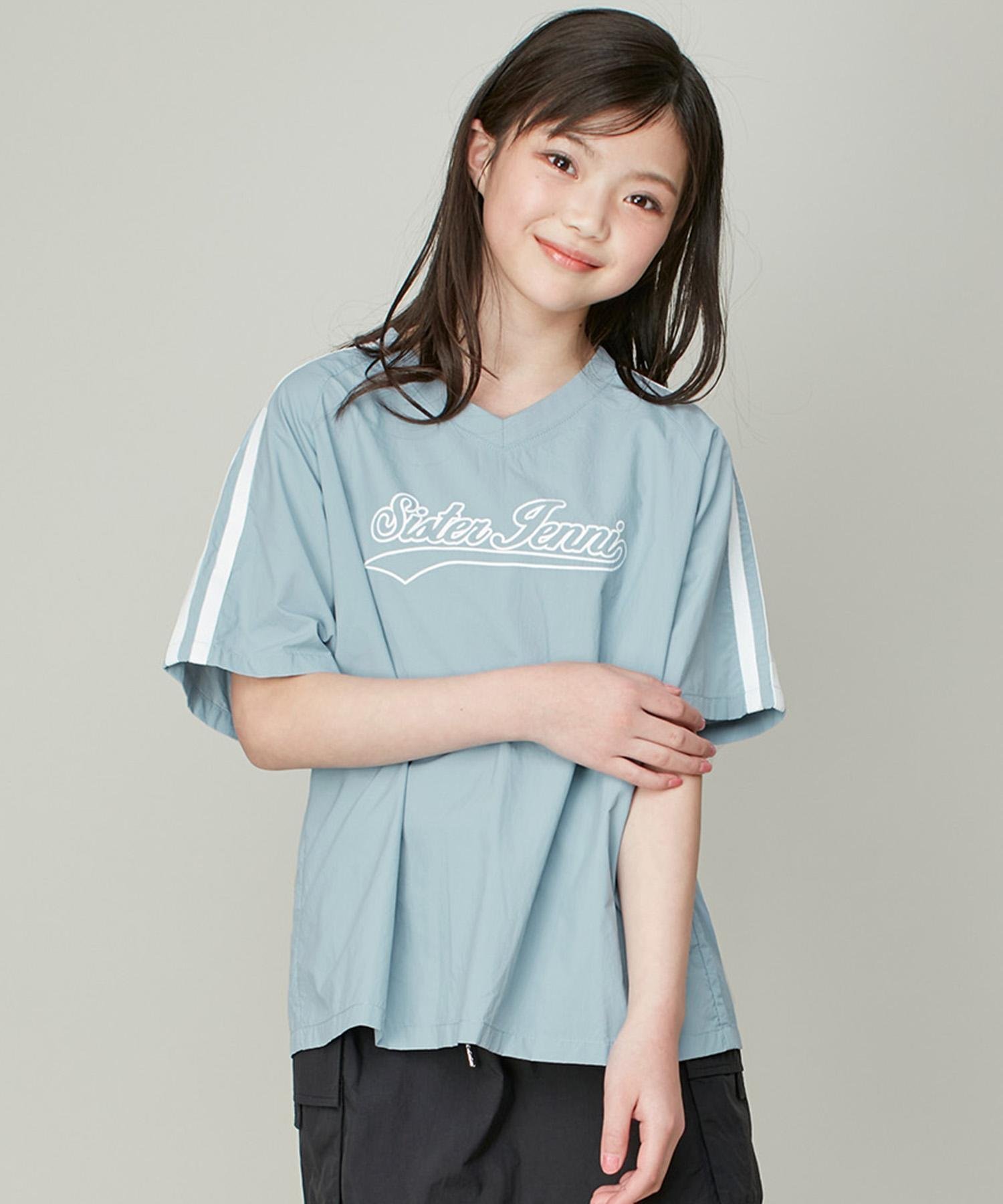【その他のブランド/Other】のVネックタフタユニフォーム風ビッグT インテリア・キッズ・メンズ・レディースファッション・服の通販 founy(ファニー) 　ファッション　Fashion　キッズファッション　KIDS　アウトドア　Outdoor　シンプル　Simple　トレンド　Trend　ビッグ　Big　ベーシック　Basic　今季　This Season　半袖　Short Sleeve　サックス|ID: prp329100004520031 ipo3291000000031956094