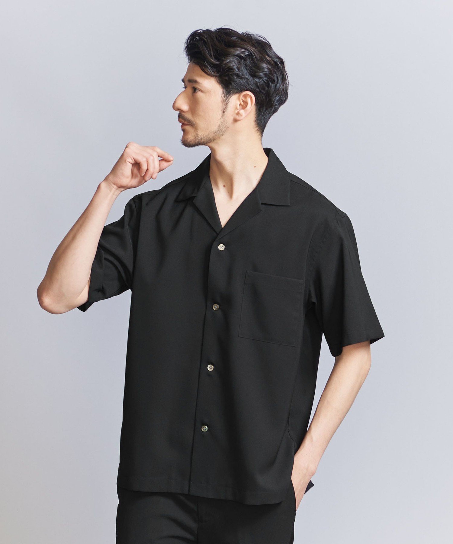 【ビューティ&ユース ユナイテッドアローズ/BEAUTY&YOUTH / UNITED ARROWS / MEN】の【WEB限定 WARDROBE SMART】 Reflax オープンカラー シャツ インテリア・キッズ・メンズ・レディースファッション・服の通販 founy(ファニー) 　ファッション　Fashion　メンズファッション　MEN　インナー　Inner　サンダル　Sandals　スマート　Smart　スラックス　Slacks　ファブリック　Fabric　半袖　Short Sleeve　リラックス　Relax　夏　Summer　BLACK|ID: prp329100004520091 ipo3291000000031957107