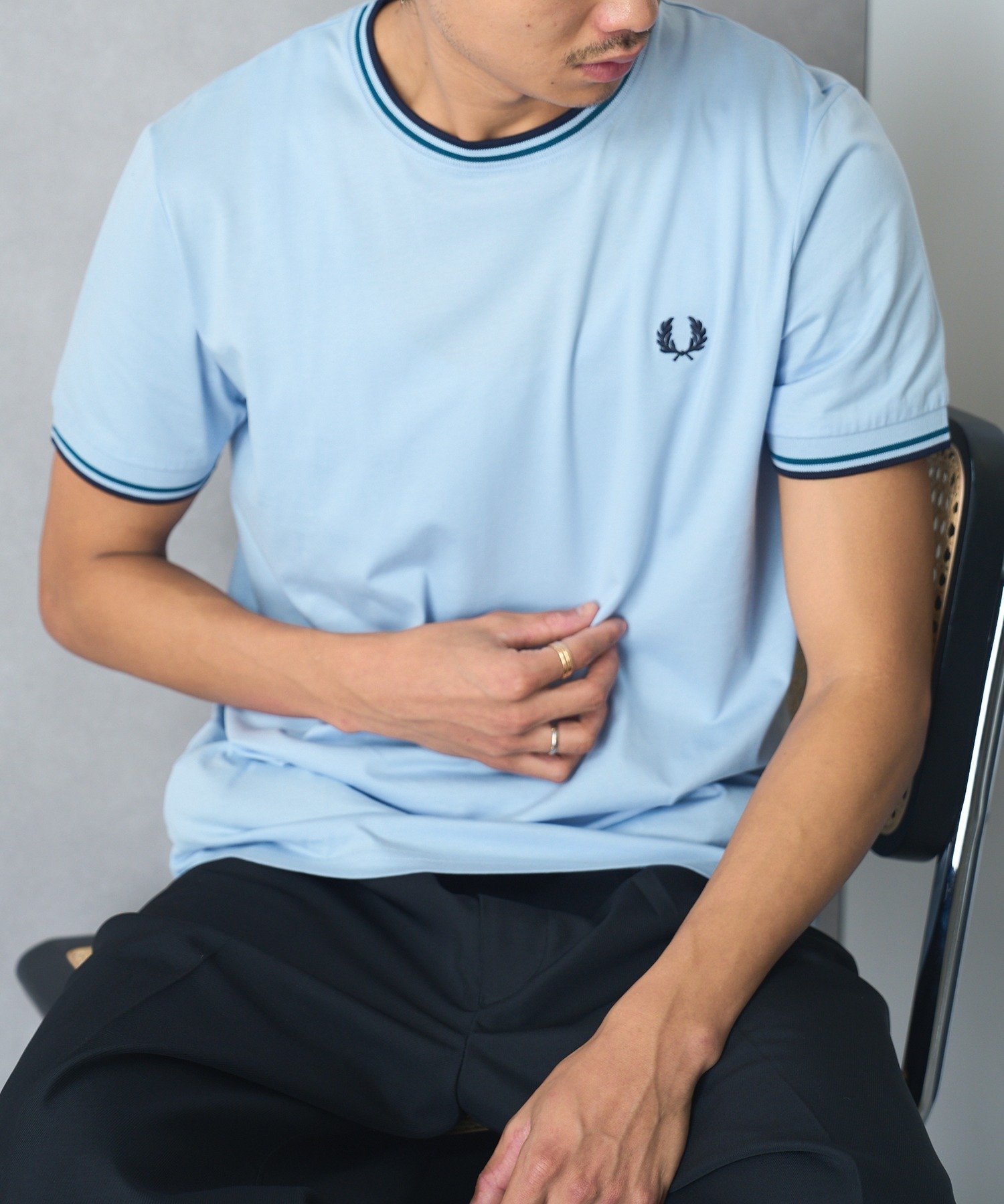 【その他のブランド/Other】のFRED PERRY/TWIN TIPPED T-SHIRT M1588 インテリア・キッズ・メンズ・レディースファッション・服の通販 founy(ファニー) 　ファッション　Fashion　レディースファッション　Fashion for Women　トップス・カットソー　Cut & Sew Tops　シャツ・ブラウス・オフィスカジュアル　Elegant Blouses & Button-Ups　ロングTシャツ・Tシャツ　Longline T-Shirts & Tees　アクセサリー　Fashion Accessories　カーゴパンツ　Cargo Pants, Utility Pants　クラシック　Classic, Timeless Style　軽量　Lightweight, Ultra Light　サンダル　Sandals, Summer Shoes　シルバー　Silver, Metallic Silver　シンプル　Simple, Minimal　スニーカー　Sneakers, Trainers　スラックス　Slacks, Dress Pants　デニム　Denim, Jeans Material　トレンド　Trend, Trending Now　人気　Popular, Best Seller　ハーフ　Half, Half-Length　フィット　Fit, Slim Fit　フォーマル　Formal, Dressy　ボトム　Bottoms, Lower Wear　ポロシャツ　Polo Shirt, Collared Tee　モッズコート　Mods Coat, Military Parka　レギュラー　Regular, Standard Fit　ワンポイント　One Point, Statement Accent　再入荷　Restock / Back in Stock　おすすめ　Recommended / Our Picks　エレガント 上品　Elegant　L.BLU|ID: prp329100004520098 ipo3291000000032655445